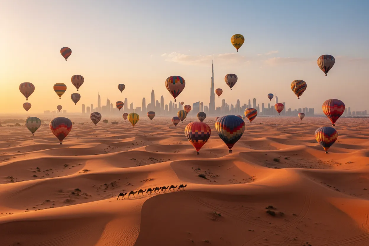 Hot Air Ballooning Over the Desert