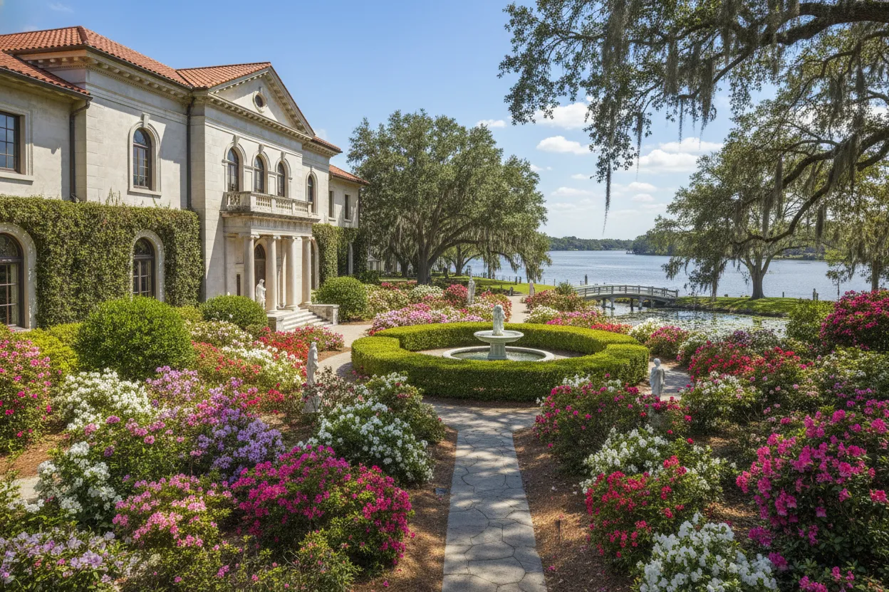 Beautiful art museum gardens in Jacksonville navigated with comfortable rentals.