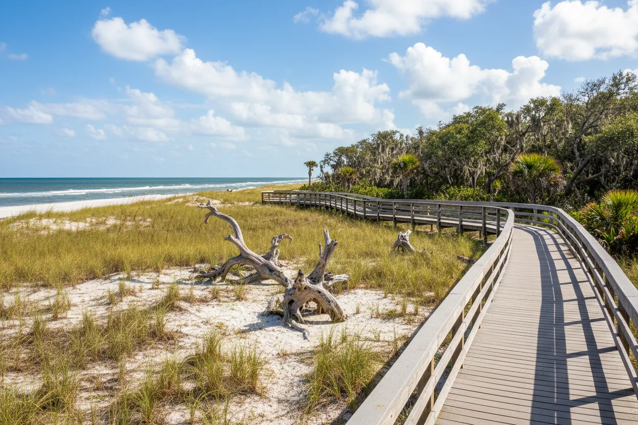 Pristine white sand beaches near Jacksonville with reliable outdoor gear delivered.