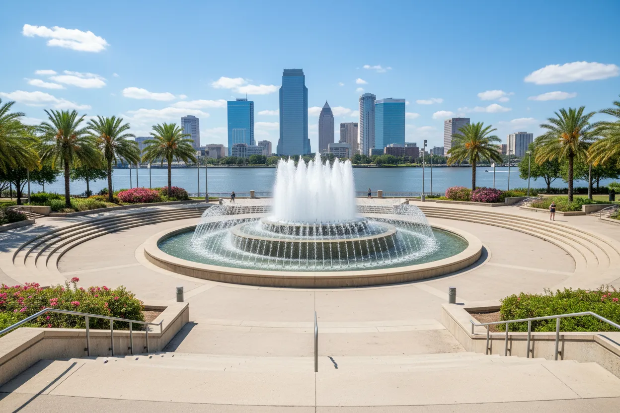 Mesmerizing water fountain in Jacksonville showcasing a relaxing visitor experience.
