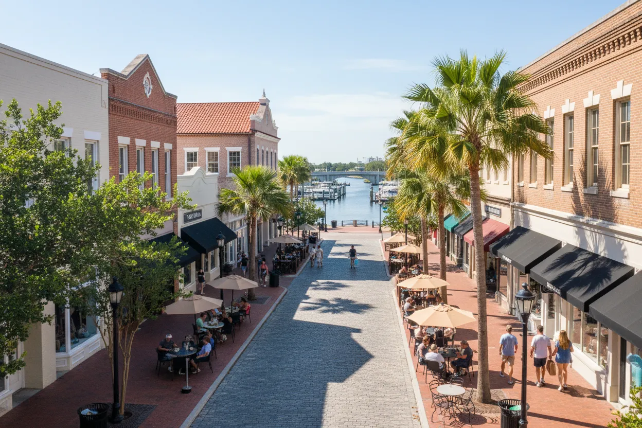Shopping and Dining in the Downtown River District