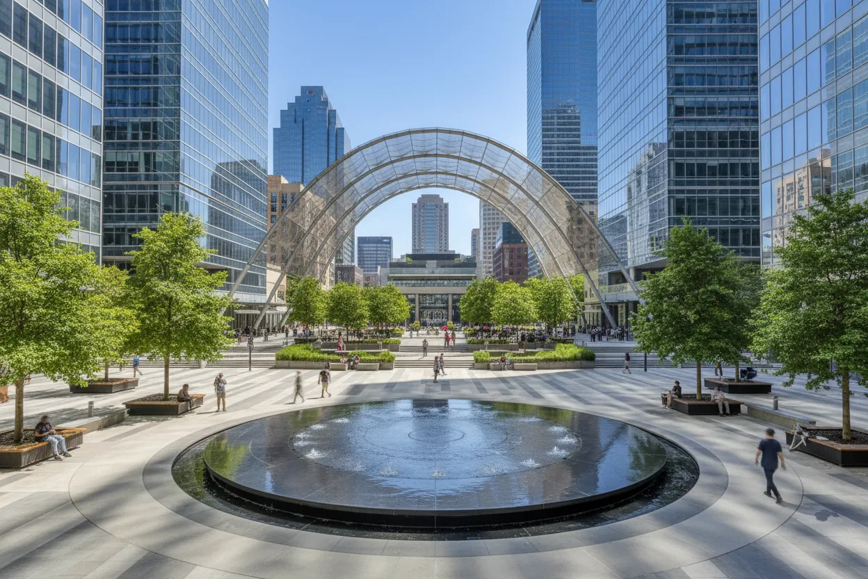 Modern digital plaza where you can find Cloud of Goods rentals delivered in Dallas.