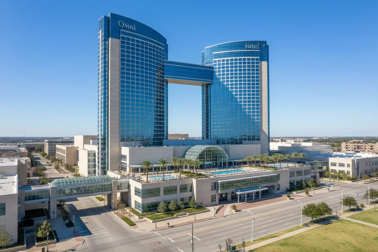 Modern hotel lobby where guests receive Cloud of Goods rentals delivered in Dallas.