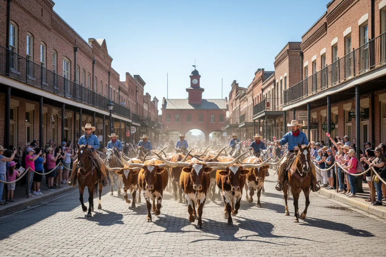 Watching the Fort Worth Herd Cattle Drive