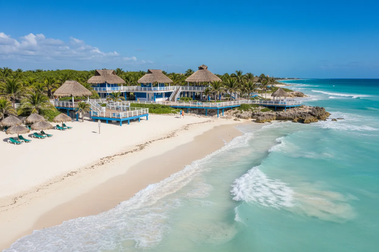 Stunning ocean views at Playa Delfines supported by Cloud of Goods deliveries.