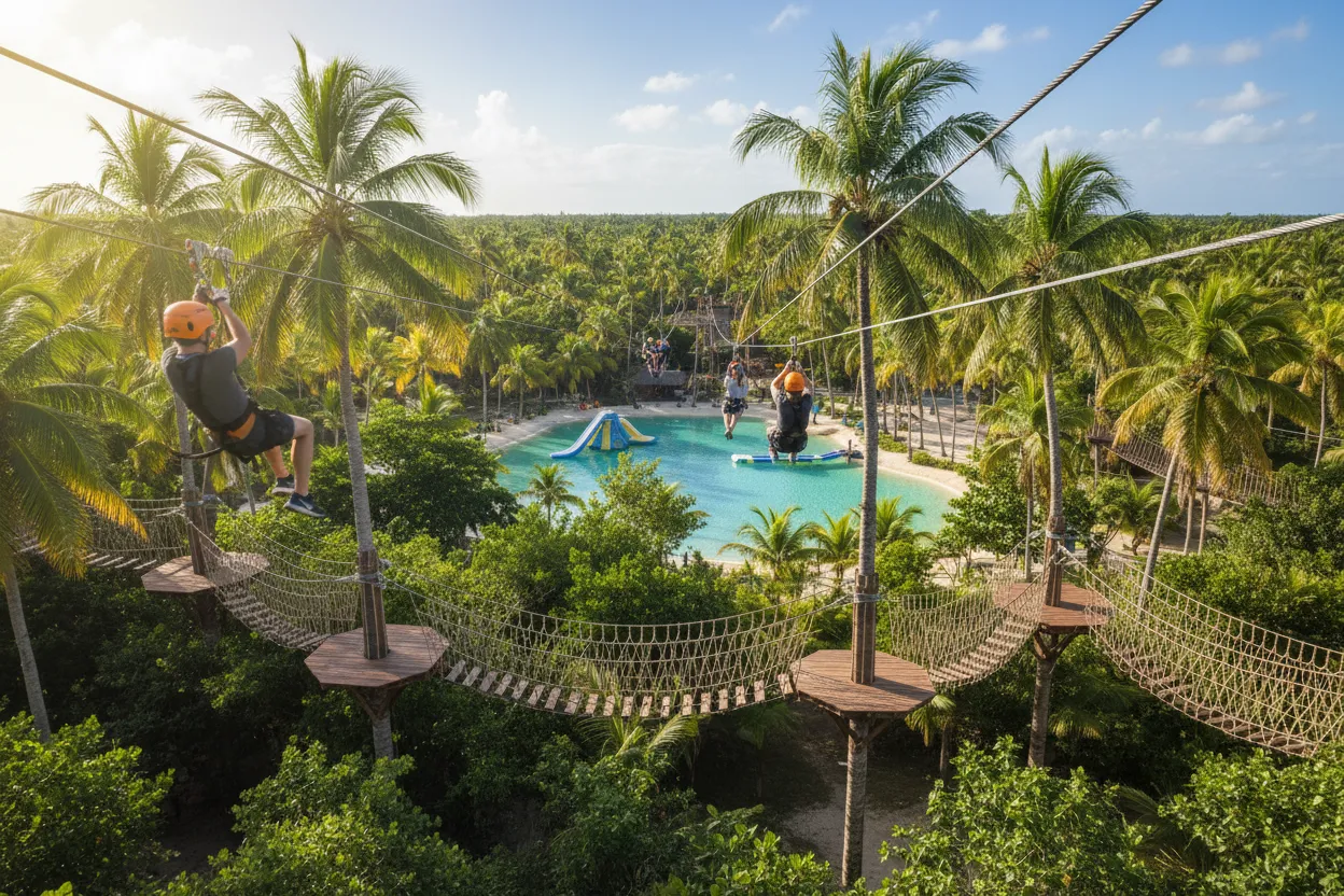Zip-lining at Bavaro Adventure Park