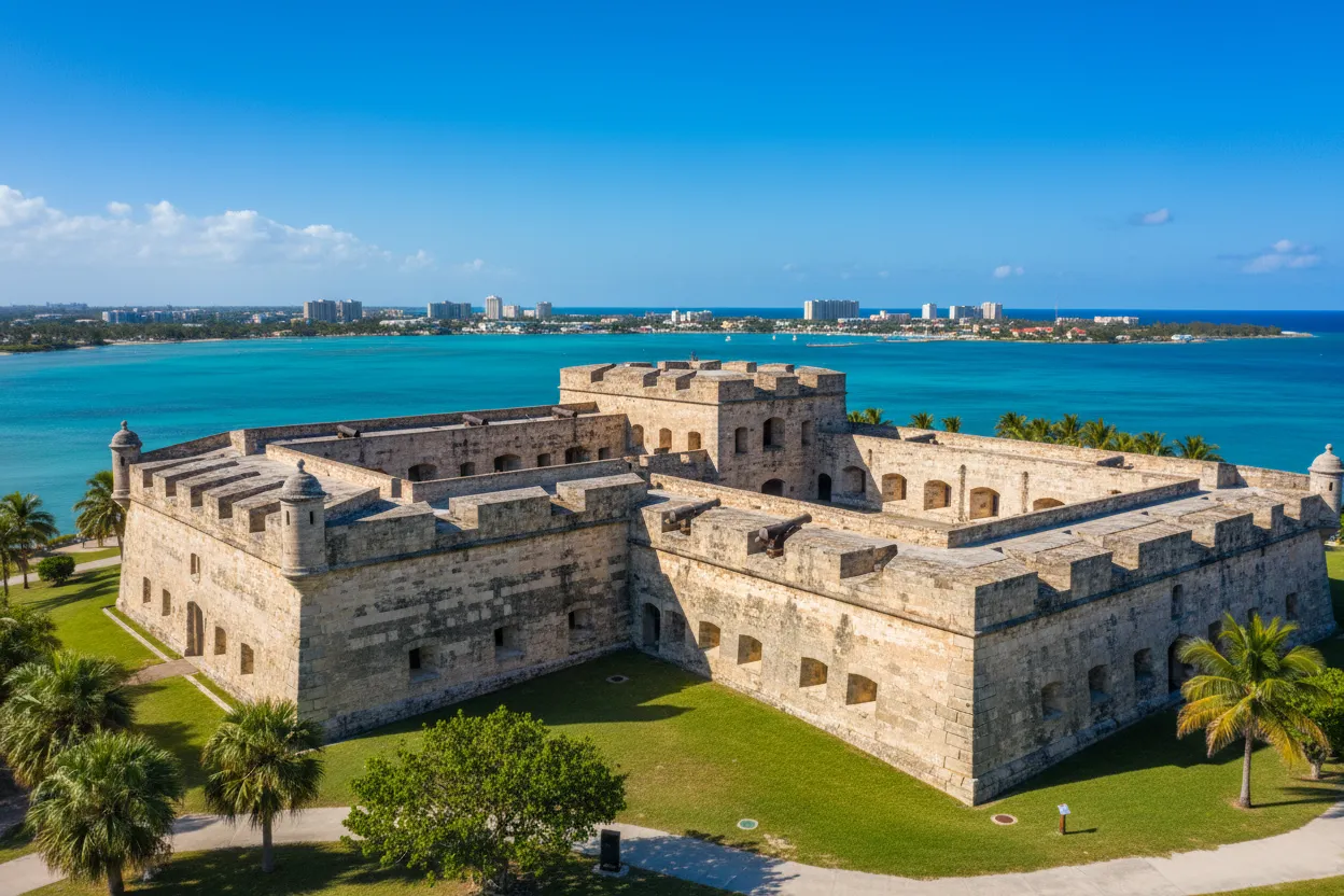 Large historic fort grounds toured with Cloud of Goods in Nassau.