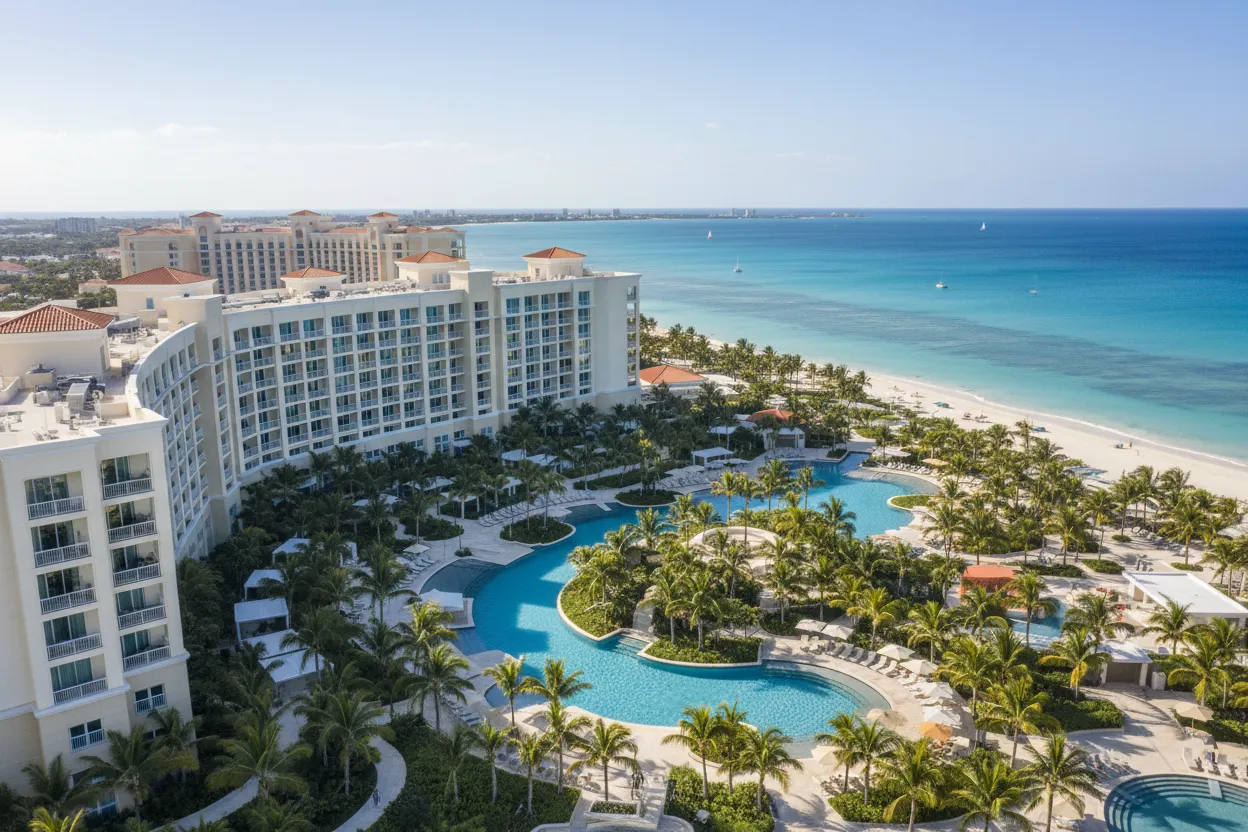 Luxurious resort pools showing Cloud of Goods accessibility in Nassau.