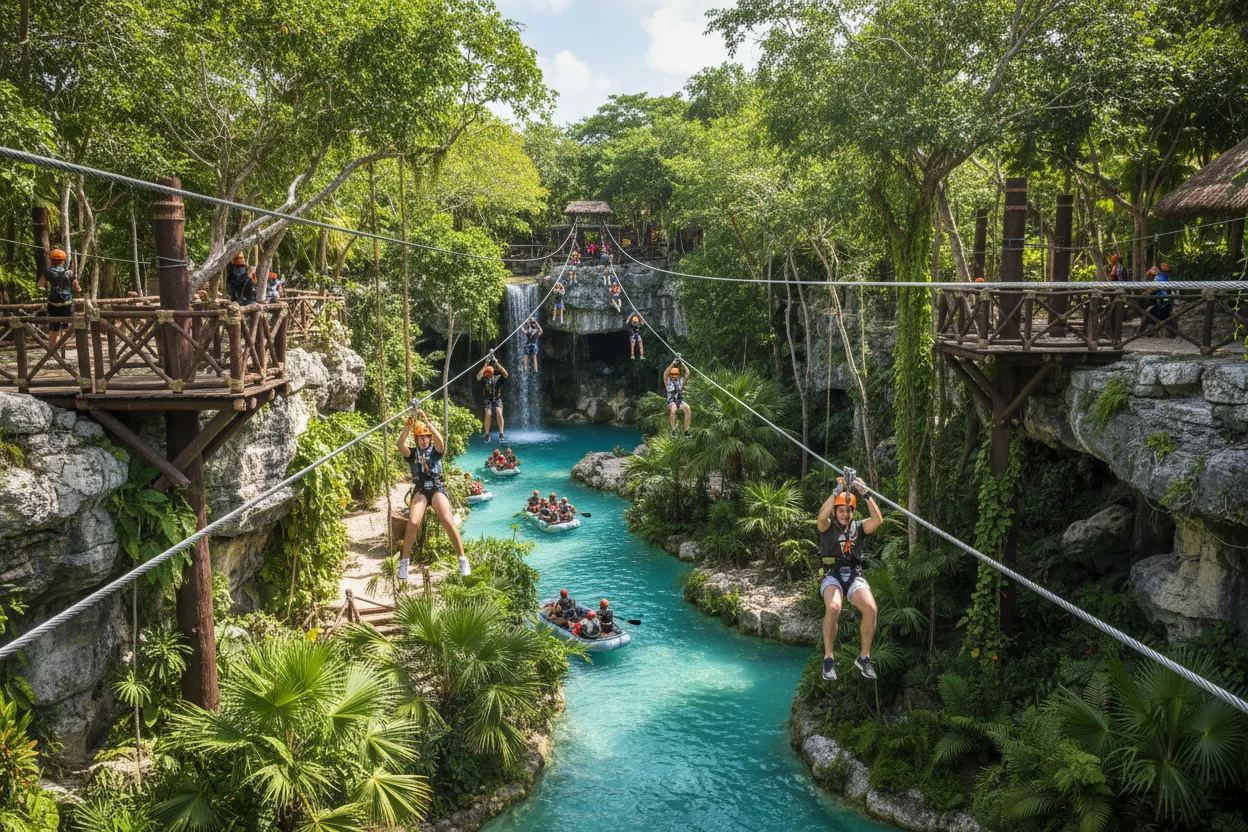 Ziplining at Xplor