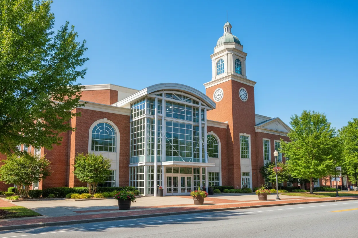 The entrance to The Classic Center featuring Cloud of Goods rentals delivered in Athens.