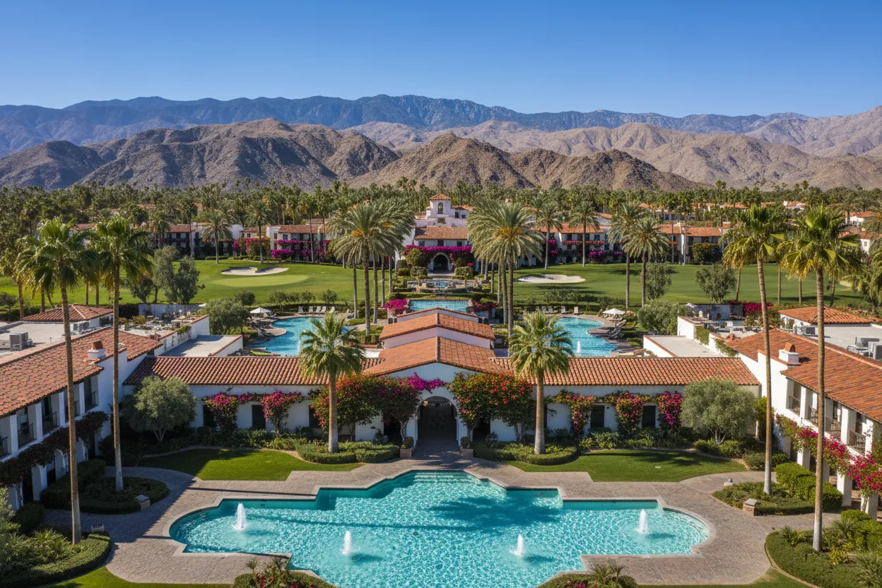 Enjoying the expansive grounds at La Quinta Resort with Cloud of Goods rentals.