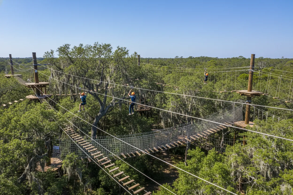 Ziplining at Aerial Adventure