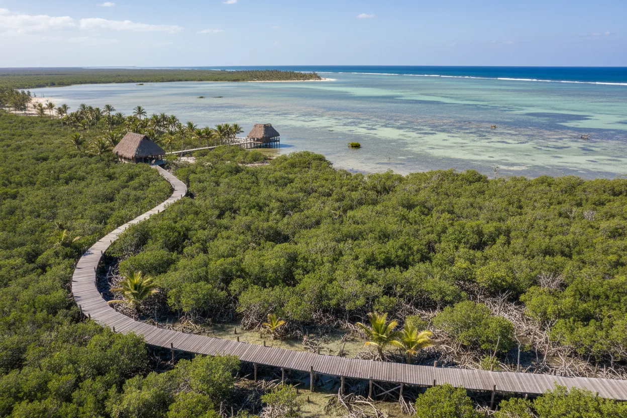 Wildlife at Sian Ka'an Biosphere with Cloud of Goods rentals in Tulum.