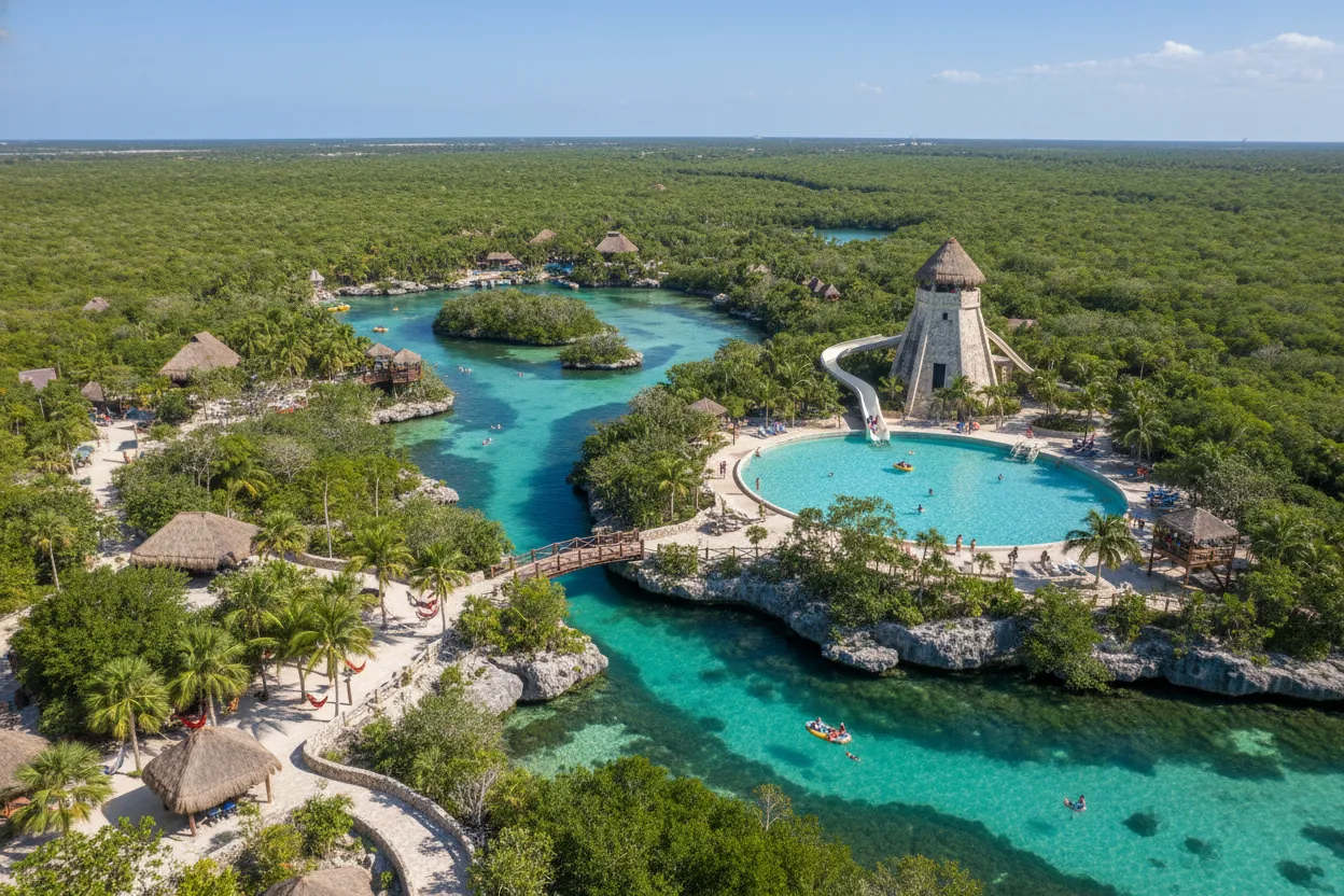 Aquatic fun at Xel-Ha Park with Cloud of Goods rentals in Tulum.