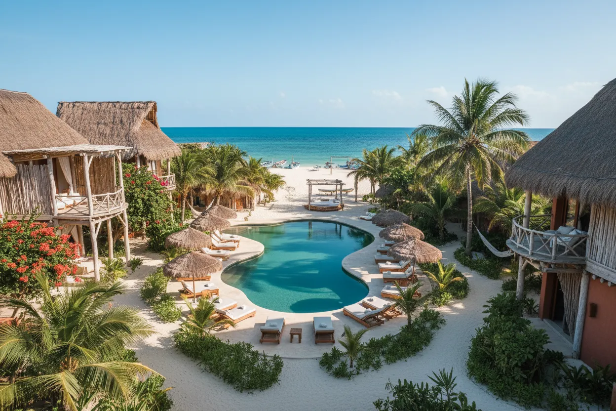 Holistic sanctuary at Nomade Tulum with Cloud of Goods rentals in Tulum.