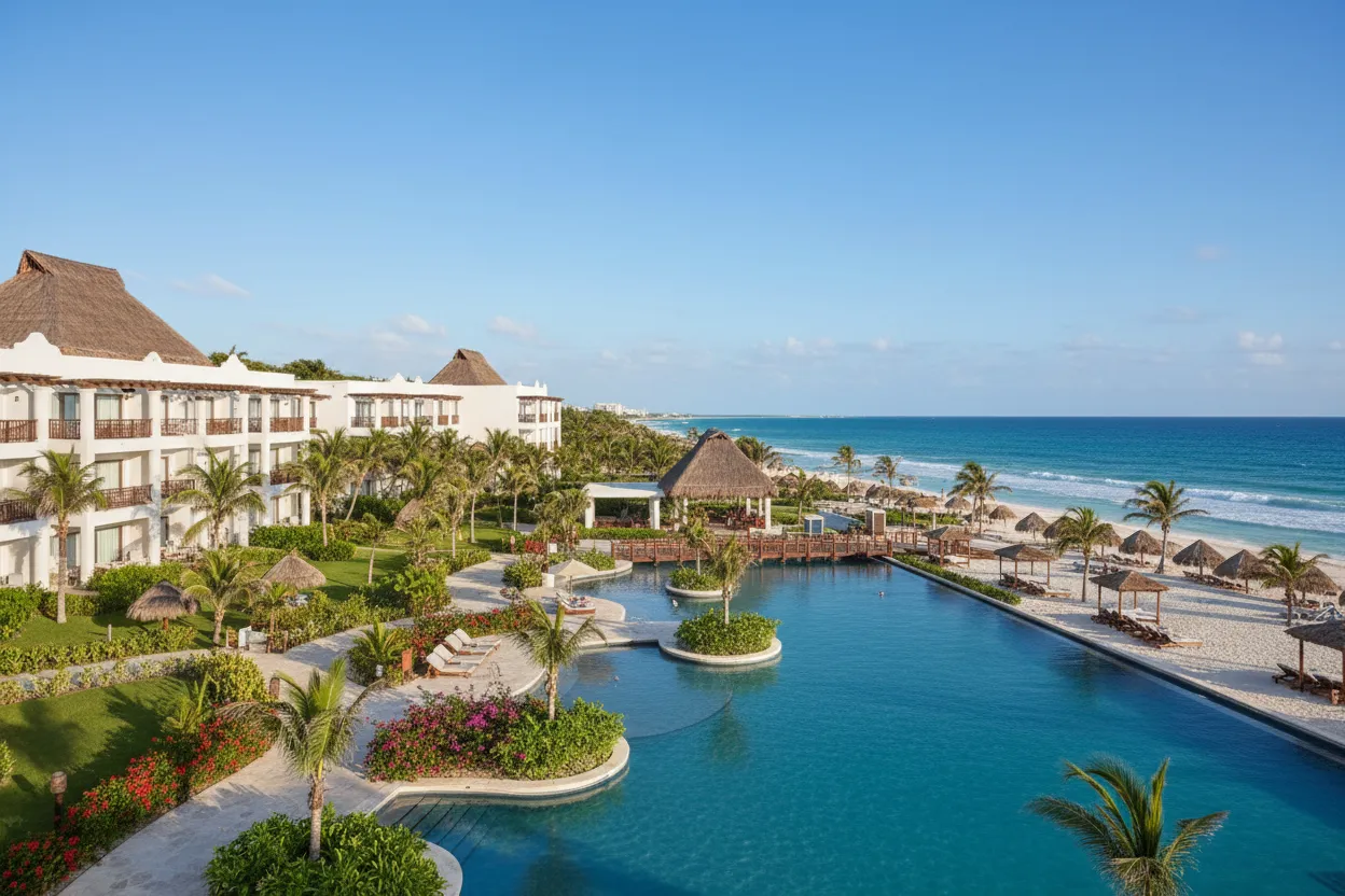 Sprawling pools at Dreams Tulum with Cloud of Goods rentals in Tulum.