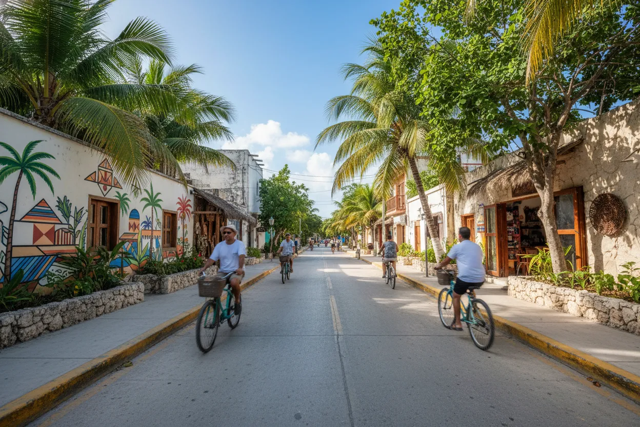 Biking Through Tulum Pueblo