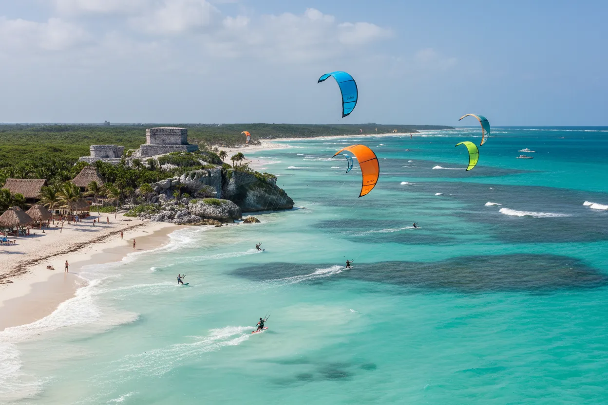 Kitesurfing at Tulum Beach