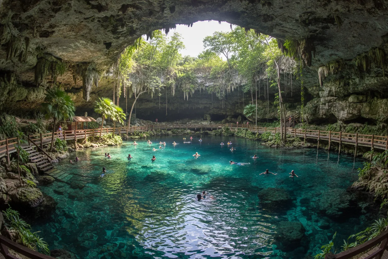 Swimming at Gran Cenote