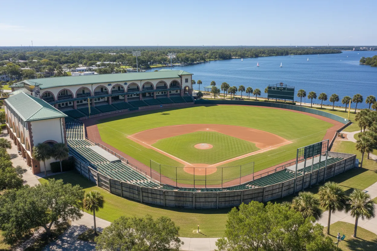 Historic baseball stadium concourse accessible via Cloud of Goods in Daytona Beach.