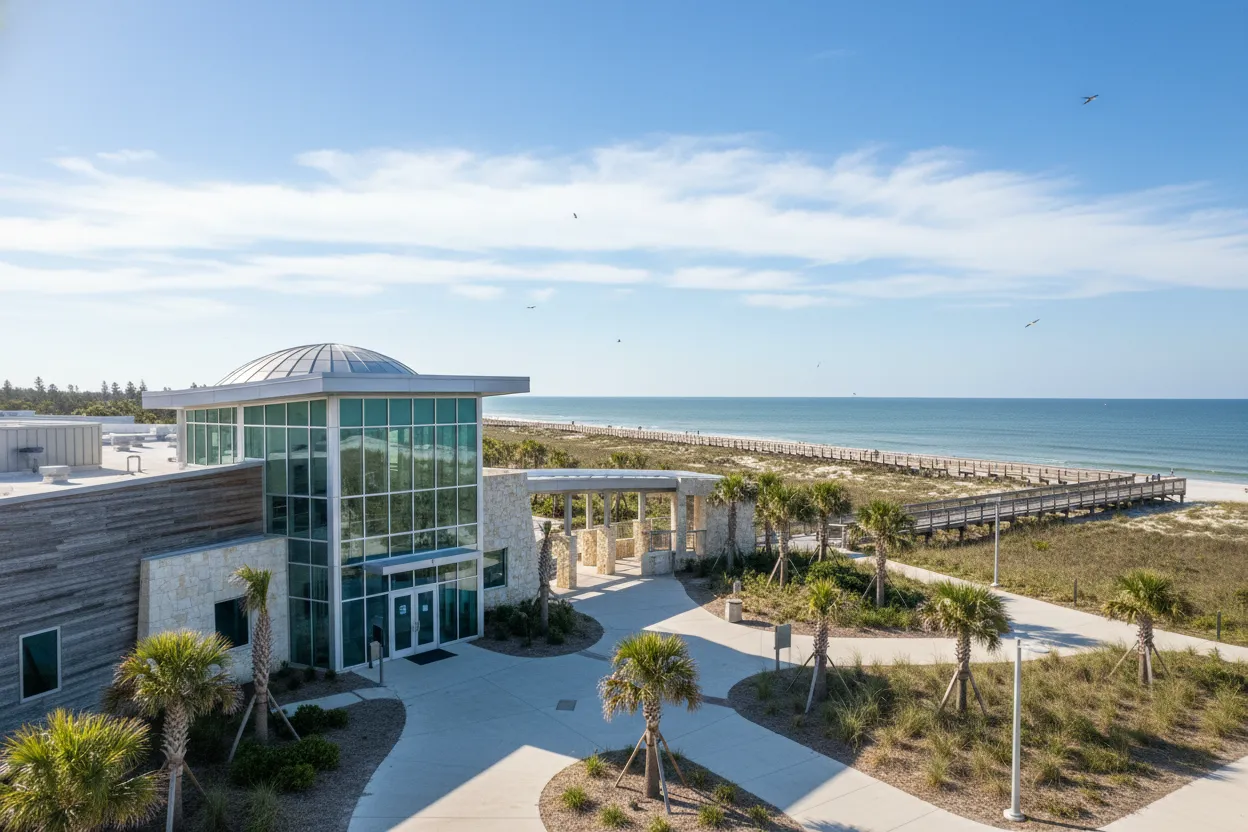 Marine exhibits and turtle tanks visited easily with Cloud of Goods rentals in Daytona Beach.