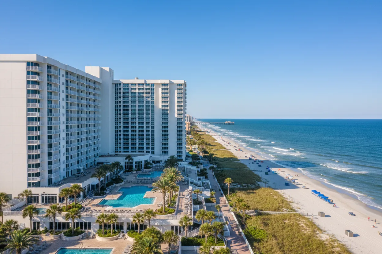 Massive resort lobby and pools supported by Cloud of Goods in Daytona Beach.