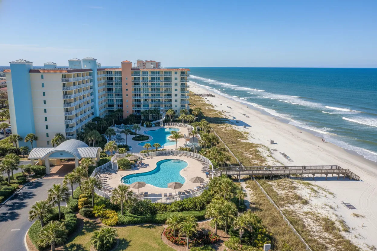 Beachfront gardens and hotel pathways served by Cloud of Goods in Daytona Beach.