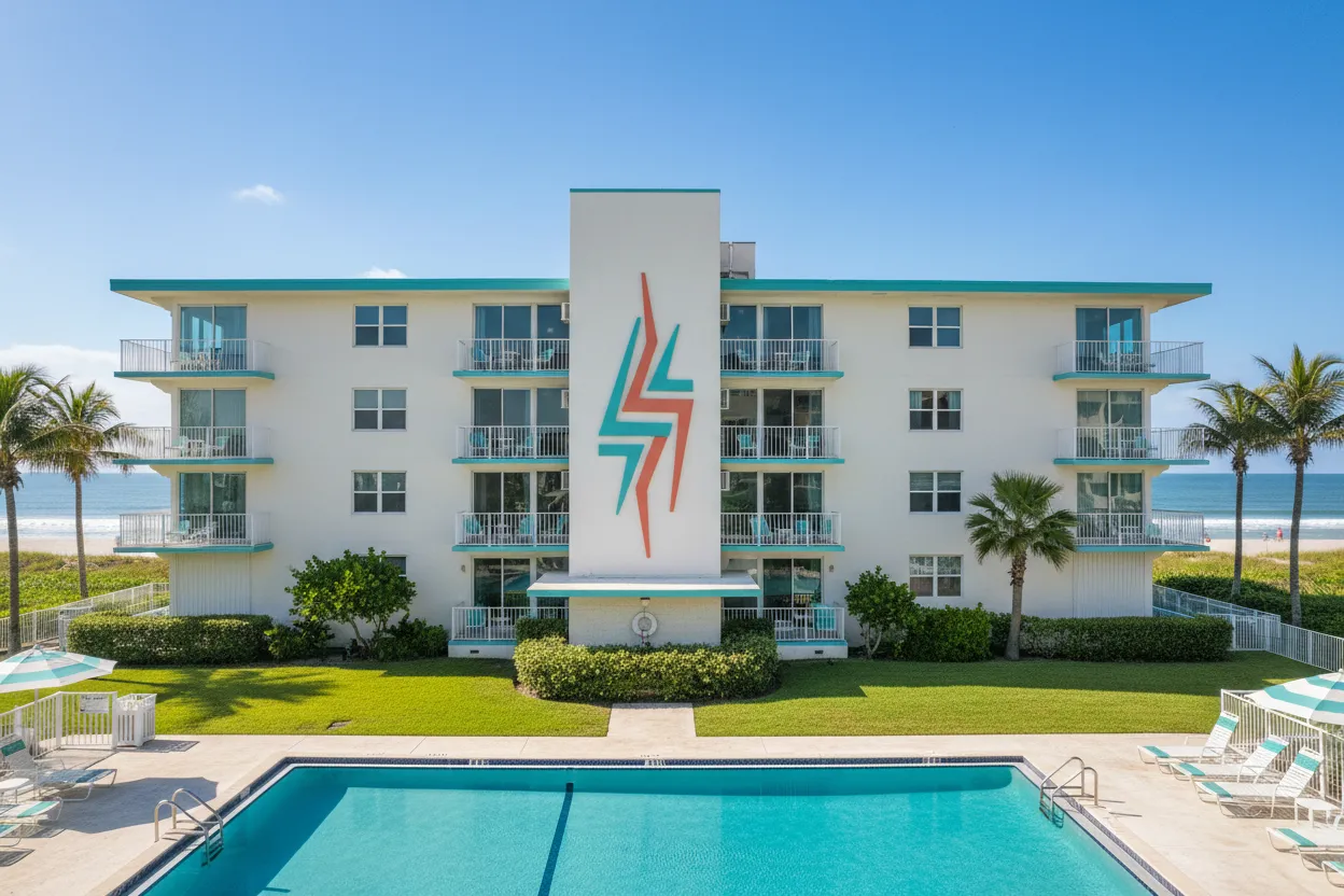 Charming beachfront inn entrance with Cloud of Goods deliveries in Daytona Beach.