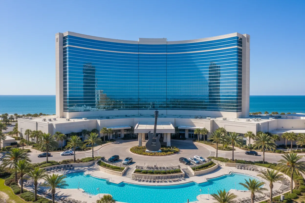 Rock-themed hotel exterior featuring Cloud of Goods service in Biloxi.