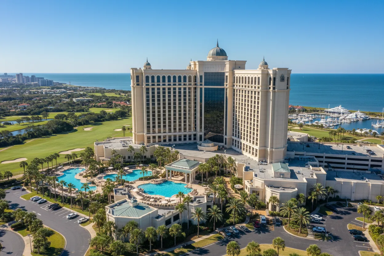 Luxurious casino resort showing Cloud of Goods delivery availability in Biloxi.