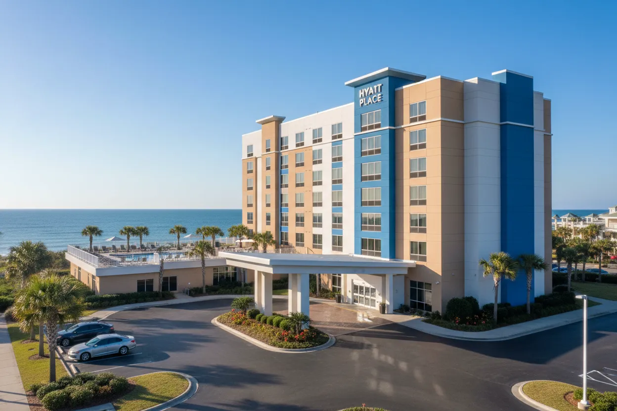Modern beachfront hotel showcasing Cloud of Goods service in Biloxi.